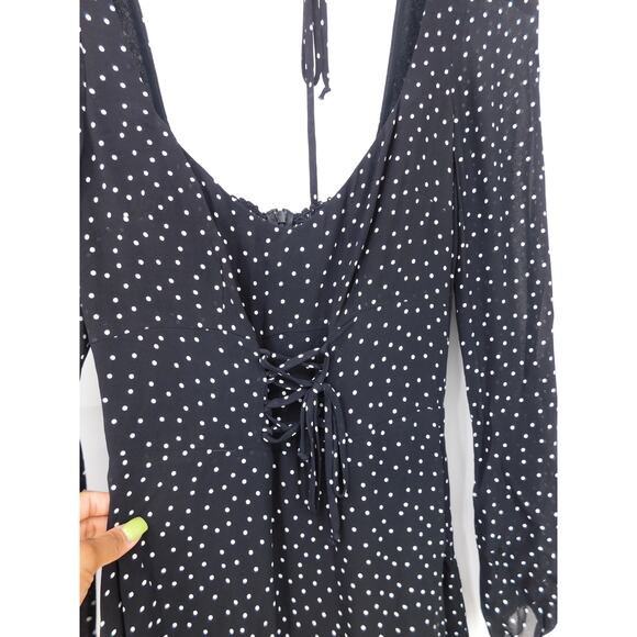 Reformation Women's Selene Black & White Polka Dots Bradshaw Mini Dress Size 4 - Picture 4 of 7